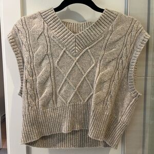 Women's Cable Knit Sweater Vest - Cream